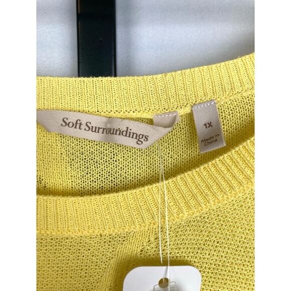 Soft Surroundings Floral Sweater Yellow Size 1X Open Knit Lightweight Soft NWT - Picture 8 of 10